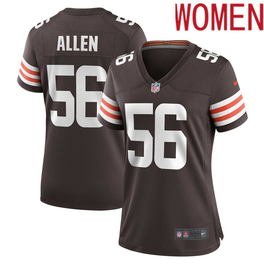 Women Cleveland Browns 56 Dakota Allen Nike Brown Game Player NFL Jersey